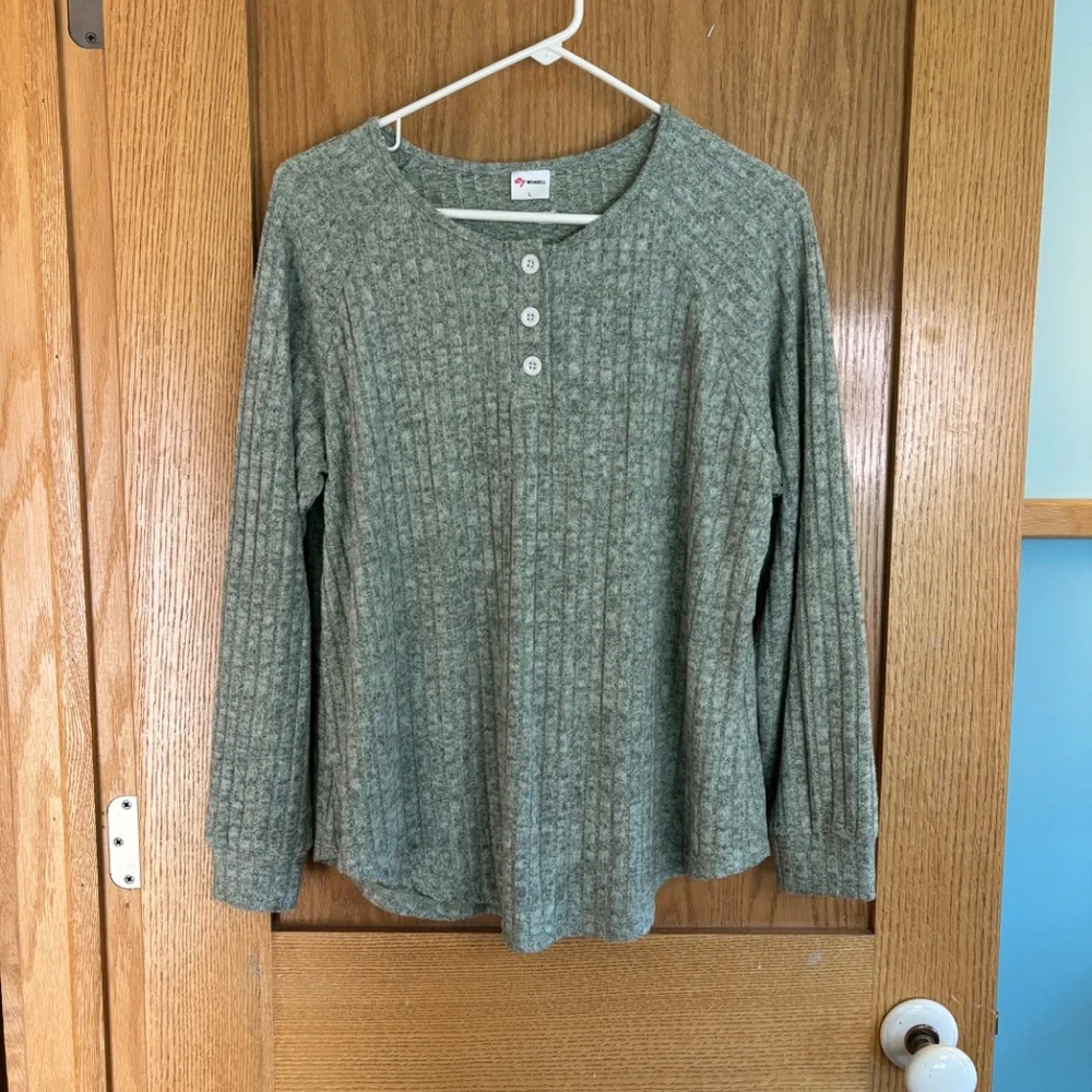 Wiholl Fuzzy Sage Green Pajama Loungewear Set Size Large - Picture 3 of 14